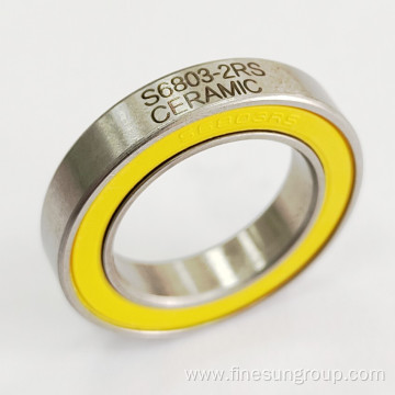 S6803-2RS CERAMIC | 17x26x5mm | ABEC-3 | Stainless Steel Hybrid Ceramic Ball Bearing - Finesun Bearing